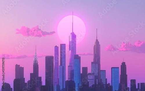 Futuristic Cityscape Sunrise