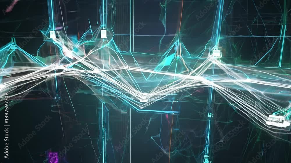 Abstract glitch overlay transforming and morphing