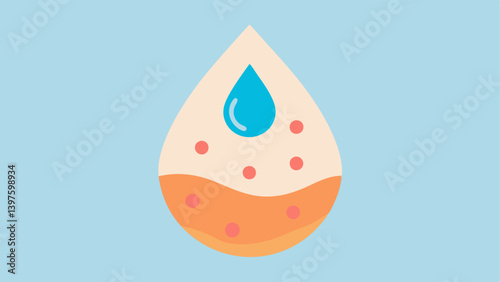 Hydration Boost A water droplet infused with vitamins falling onto a skin surface highlighting the importance of hydration in cell regeneration and wrinkle reduction.