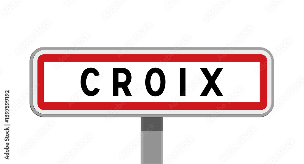 Panneau sur poteau de Croix, Nord, Hauts-de-France