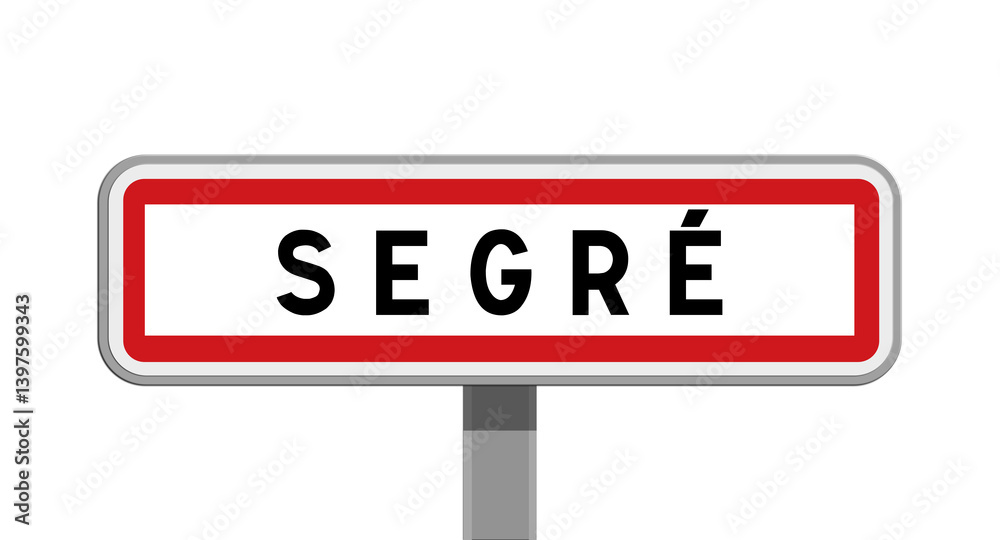 Panneau sur poteau de Segré-en-Anjou Bleu, Maine-et-Loire, Pays de la Loire