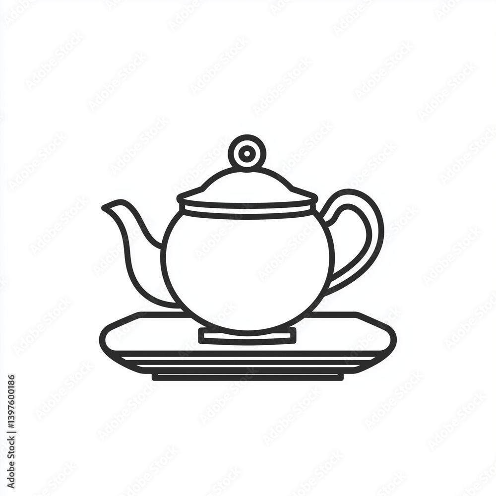 Teapot Solid Line Icon Isolated on White Background Teapot Solid Line Icon Isolated on White Background