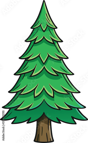 pine tree vector art illustration, chrismiss tree vector art, graphics, Plant Pine Tree Cartoon 