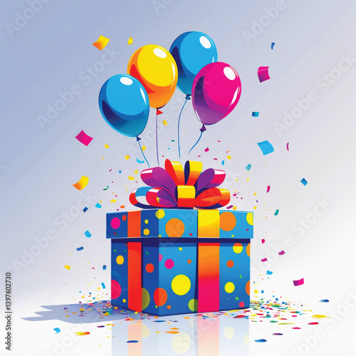 Magic gifts with balloons, joy gifts, surprise blue gift boxes, special gift packages, loyalty program gifts