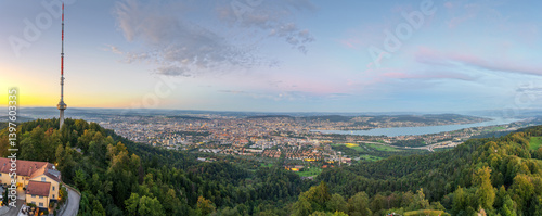 Obraz na płótnie Zurich, Switzerland Landscape at Dusk w salonie