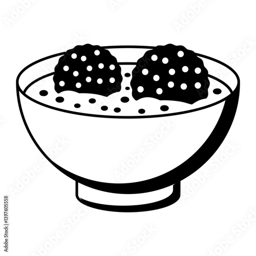 Liver dumpling soup vector icon design, German cuisine symbol, Germany Serving Platter sign, European gastronomy food culture stock illustration, Leberknodelsuppe or Lawwerknepp concept