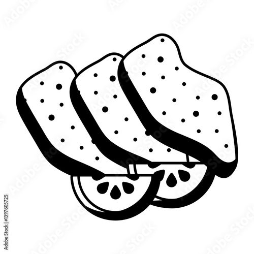 Havaijinleike or  Wieninleike vector icon design, German cuisine symbol, Germany Serving Platter sign, European gastronomy food culture stock illustration, Schnitzel with lemon and herbs concept
