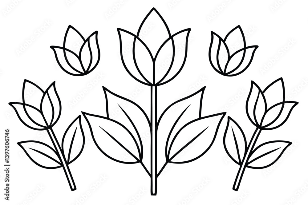 Tulip Leaf Icons for Stitching Tulip Leaf Icons for Stitching