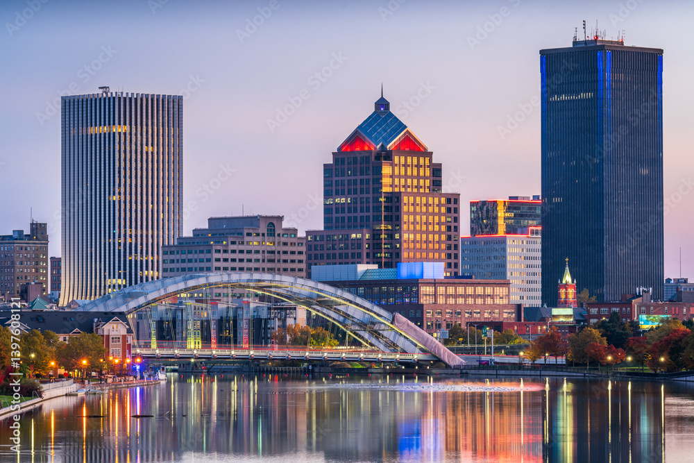 Rochester, New York, USA Cityscape on the Genesee River