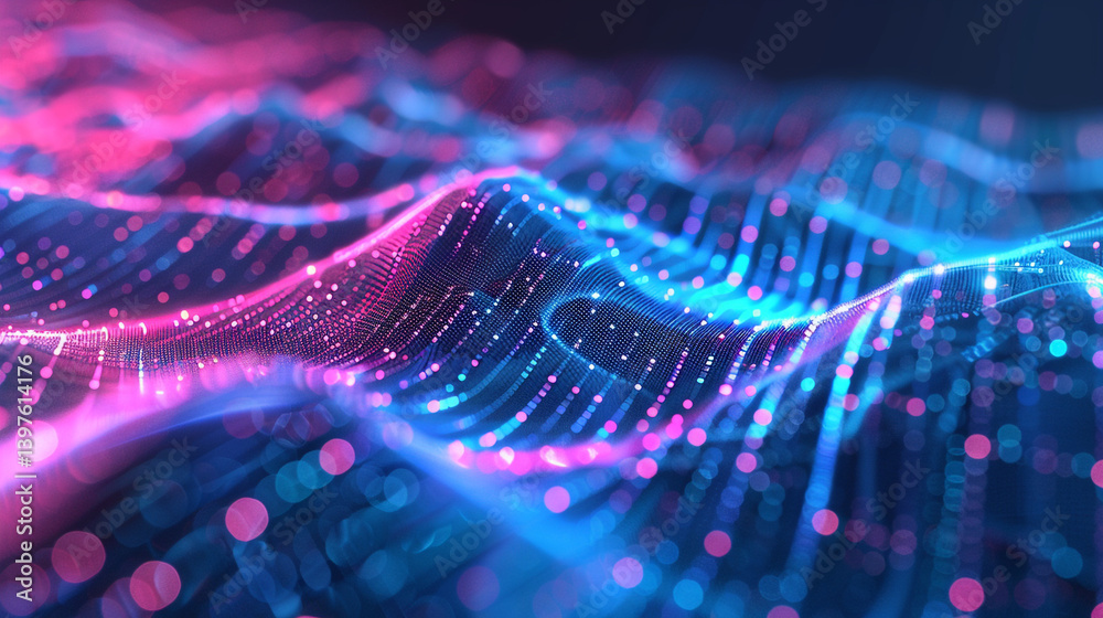 Neon Currents: A Hypnotic Dance of Digital Waves in Electric Pink and Cyan Neon Currents: A Hypnotic Dance of Digital Waves in Electric Pink and Cyan