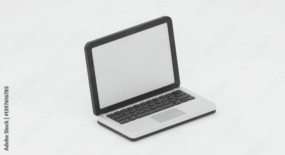 Open Laptop Isolated on White Background for Technology and Business Open Laptop Isolated on White Background for Technology and Business
