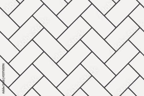 A timeless herringbone pattern in classic monochrome, showcasing clean lines and elegant simplicity with a subtle gray contrast against a bright white background.