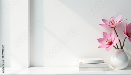 Pure white background, elegant minimalist aesthetic , clean, space, pure