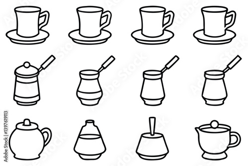 Turkish Coffee Cups and Pots Collection