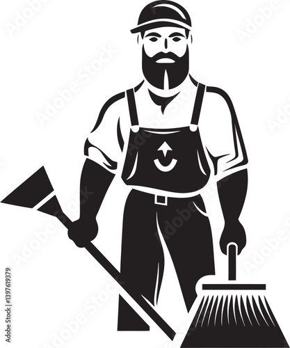 Mopping with Purpose The Mission of a Janitor with a Mop and Bucket