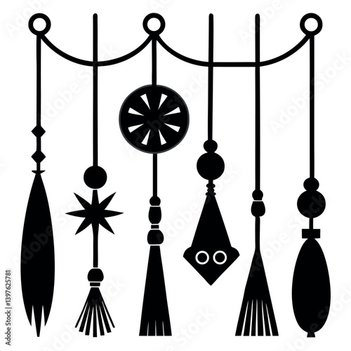 Modern pendant light design with decorative tassels.