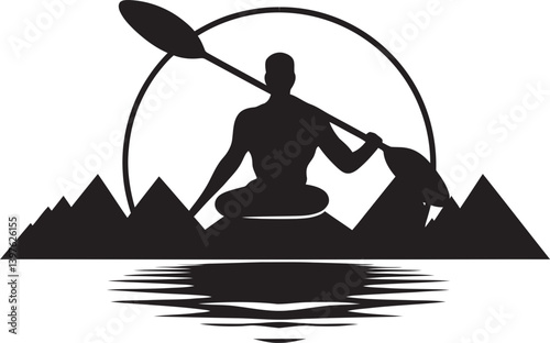 The Perfect Balance A Kayak Standing Upright Amidst Tranquil Waters