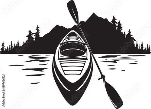 A Kayak  Reflection Standing Tall Against Nature  Backdrop