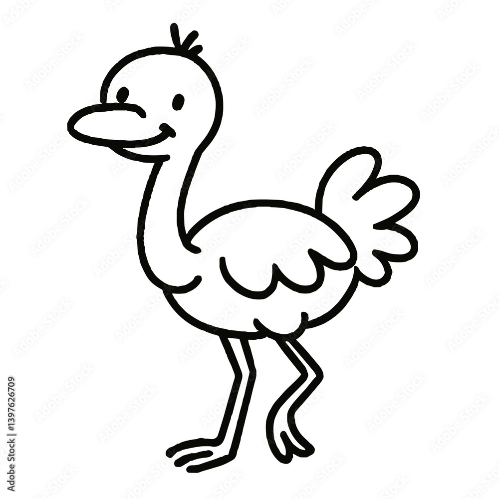 Fototapeta premium Cute Ostrich Illustration