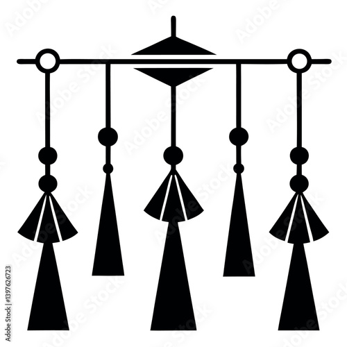 Modern pendant light design with decorative tassels.