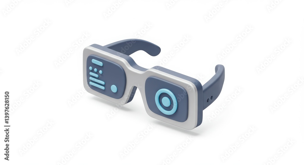 Viewing Augmented Reality Glasses Displaying Information in Clean Isolated Studio Shot