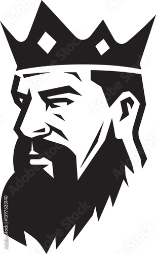 A Monarch  Majesty The King  Head  Crowned with Splendor and Framed by His Regal Beard