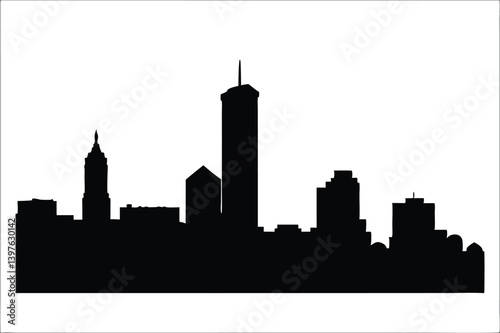 Boston City skyline silhouette vector, new york city skyline 