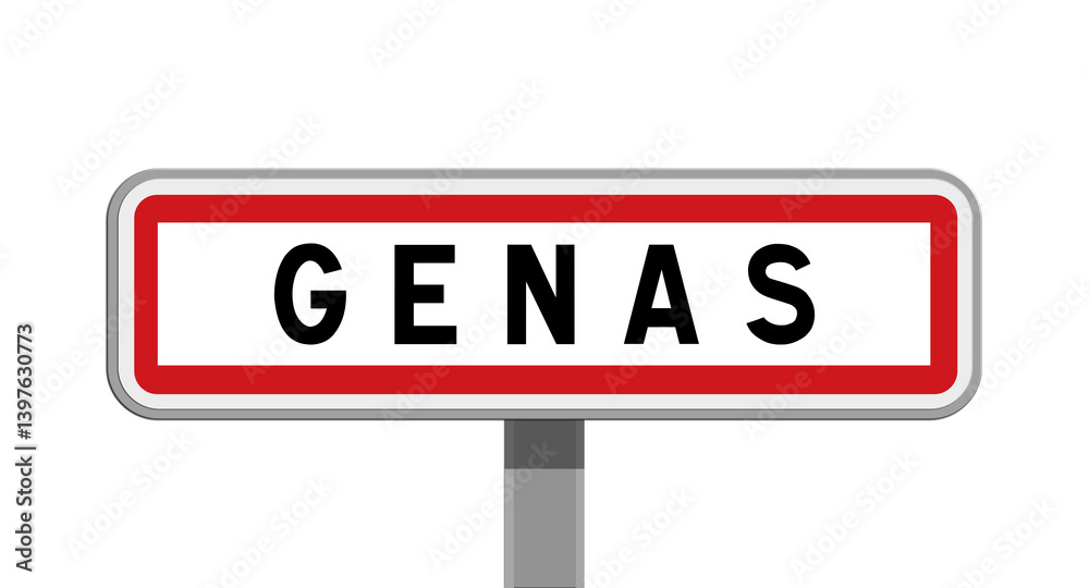Panneau sur poteau de Genas, Métropole de Lyon, Auvergne-Rhône-Alpes Panneau sur poteau de Genas, Métropole de Lyon, Auvergne-Rhône-Alpes