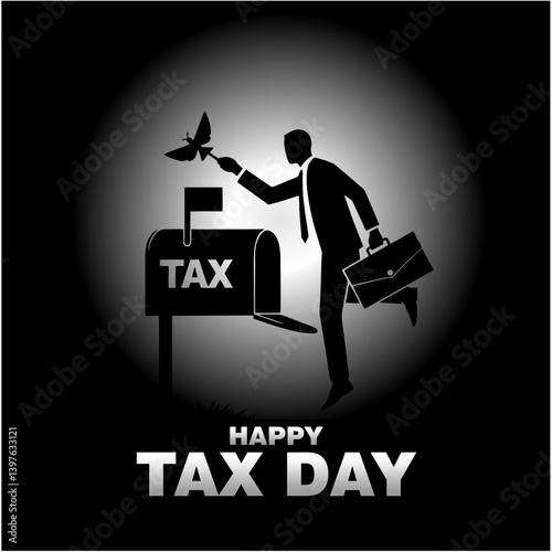 Happy Tax Day Social Media Post – Person Mailing TAX Envelope Illustration
