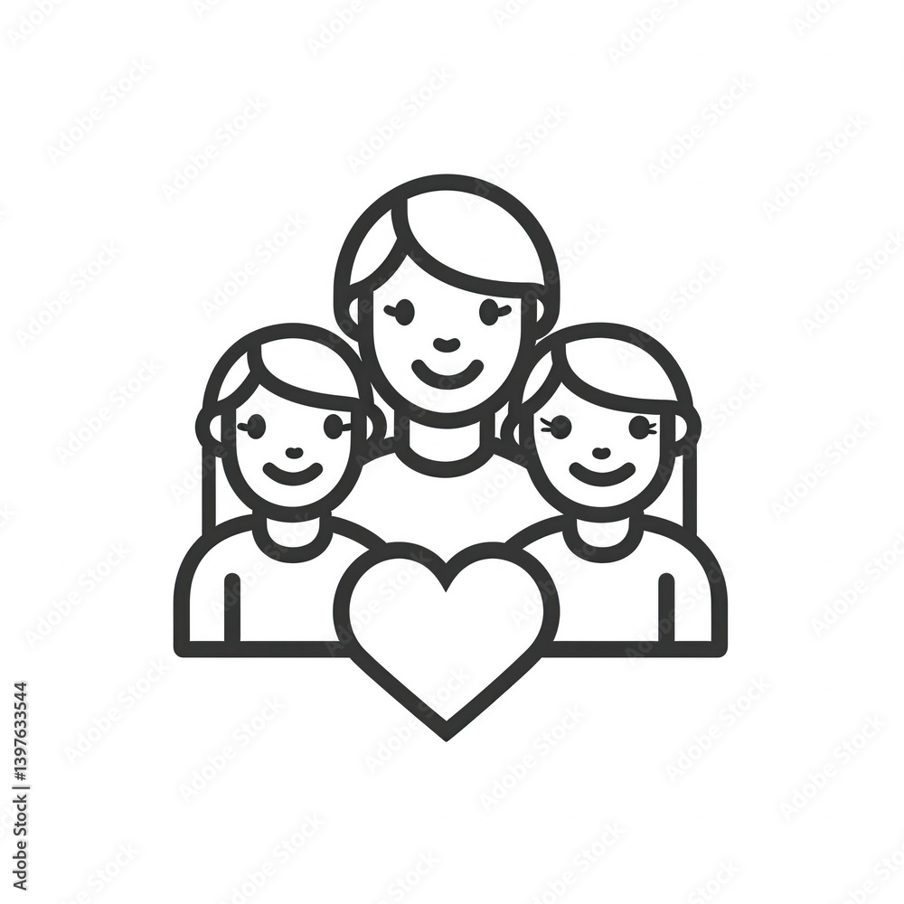 An illustration of a happy family consisting of a parent and two children, showcasing love and connection, ideal for family-related themes. An illustration of a happy family consisting of a parent and two children, showcasing love and connection, ideal for family-related themes.