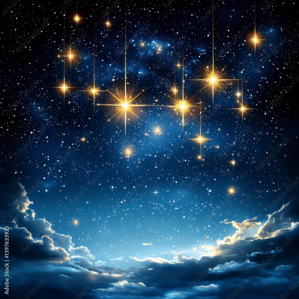 Naklejka premium Stargazing event over a serene night sky cosmic beauty twilight view celestial wonders