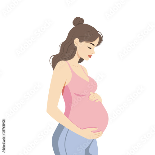 Mother's Day. Vector illustration of women with children. Pregnant mom. Beautiful template. Can be used for a banner, poster, card. isolated background