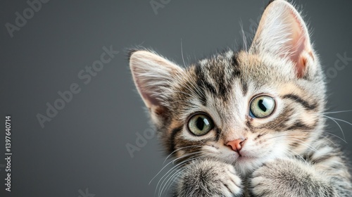 Tableau sur toile Playful kitten with bright green eyes indoor setting gigapixel quality cute envi