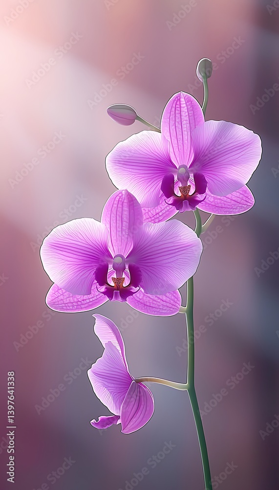 Naklejka premium Pink Orchids in Sunlight