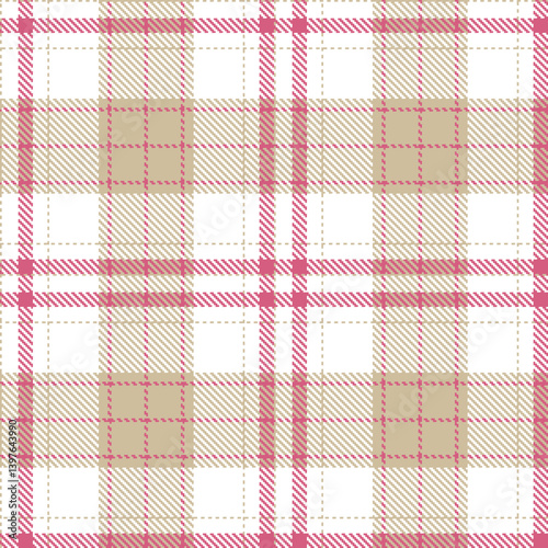 Fire putty and Highland white Seamless Tartan Textile Design