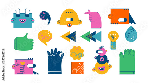 Set geometric modern humanoid characters business elements