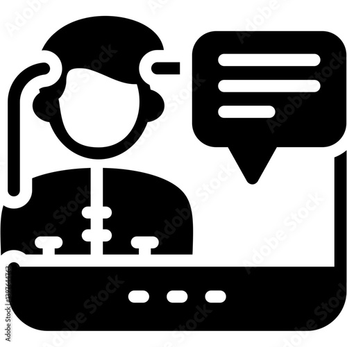 Virtual Assistant, remote assistant, virtual job, telecommuting, online assistant, digital assistant, virtual secretary, virtual office, administrative support, virtual job Glyph Icon