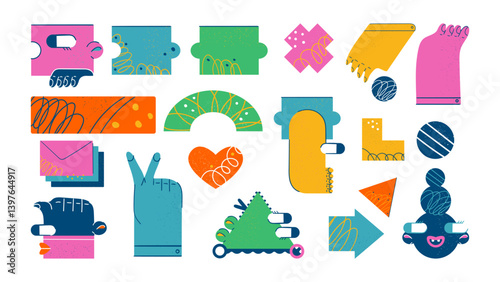 Set geometric modern humanoid characters business elements