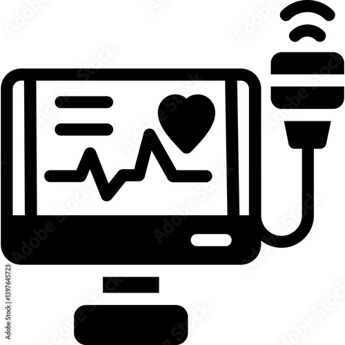 Echocardiogram Glyph Icon