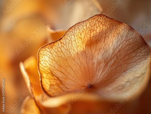 Close-up of dried flower petals with side lighting