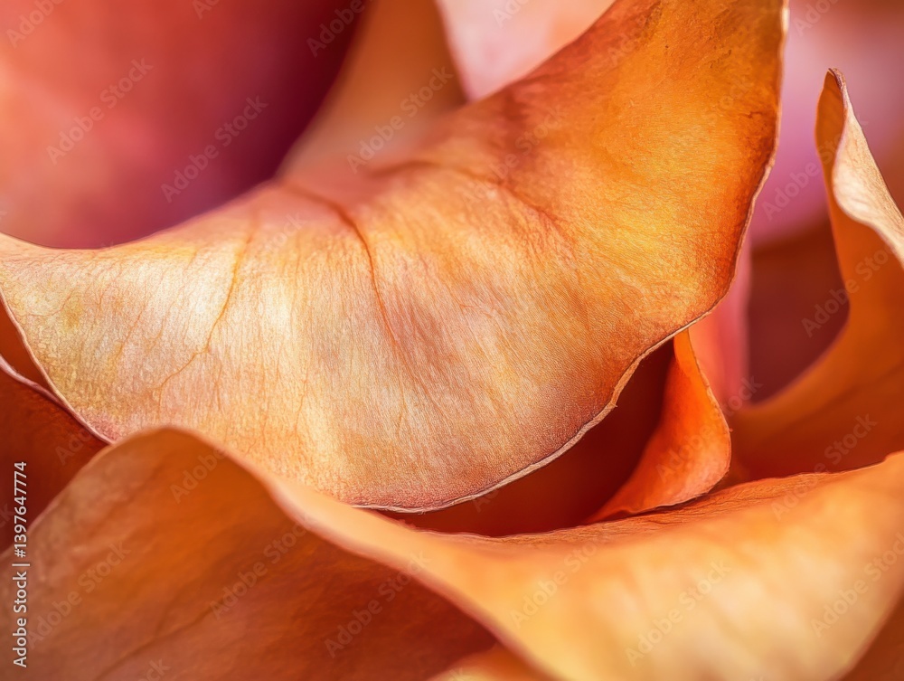 Close-up of dried flower petals with side lighting
