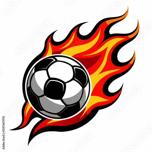 soccer ball with flames