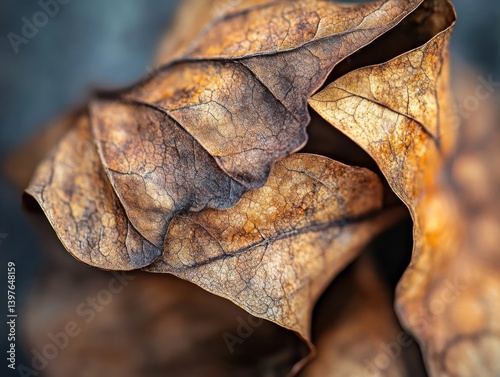 Obraz na płótnie Close-up of dried leaves macro photography and side lighting w salonie