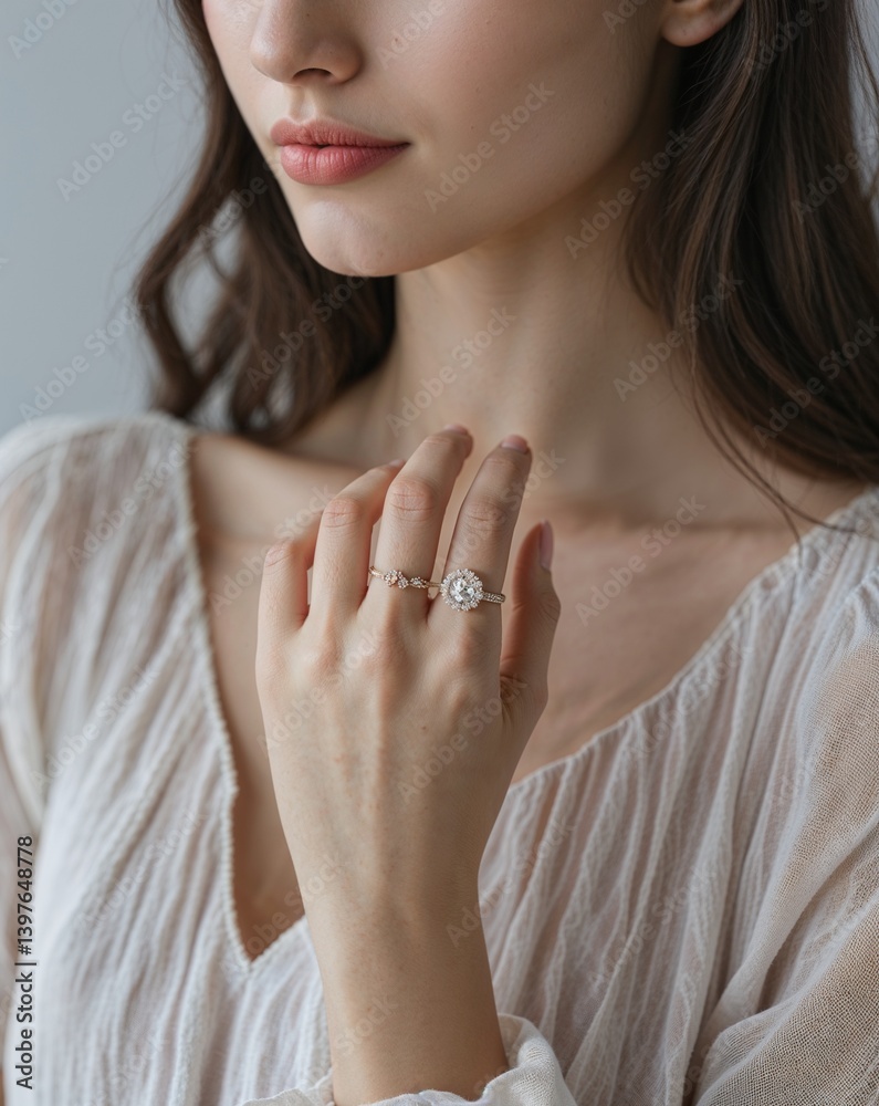 A promise ring of wearing female in plain white background A promise ring of wearing female in plain white background