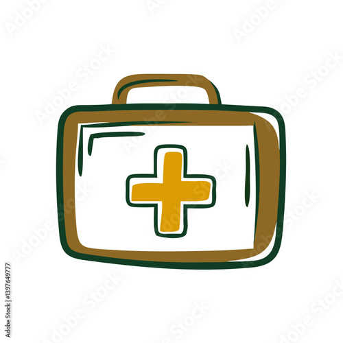 Camping gear icon featuring a first aid kit for safety and emergencies
