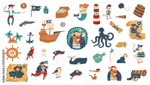 Set party pirates sea adventures elements