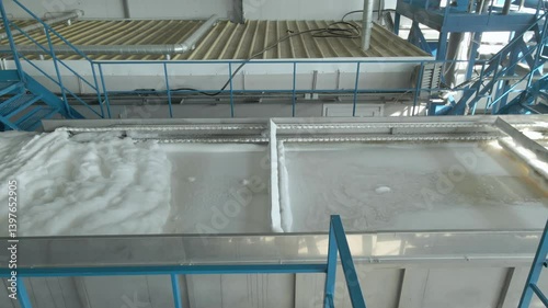 Efficient filtration equipment cleaning in a factory setting. Moving together with part modern automated equipment operating without human intervention