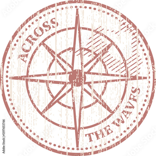 Grunge Compass Rose Nautical Stamp