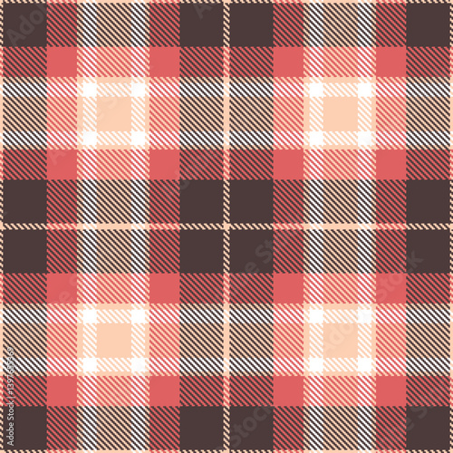 Elegant Seamless Tartan featuring Fire light peach and Rich dark grey Textile Design