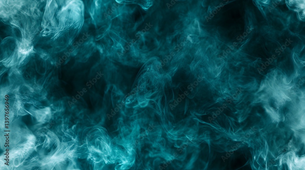 A teal smoke pattern against a dark background. A teal smoke pattern against a dark background.